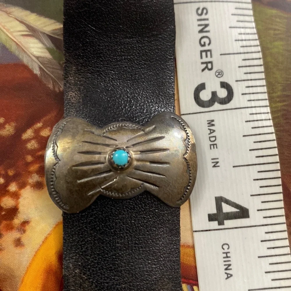 🌹Stunning Vtg Navajo 13 pc Sterling Silver & Turquoise Concho Leather Belt~MINT - Picture 9 of 16